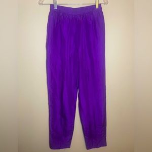 100% Silk! Lightweight Royal Purple Silk Pants, jogger style m.j.carroll